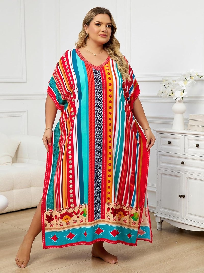 IMAGEKOPE Kaftan Dresses for Women Plus Size Bathing Suit Cover up Caftan Maxi Beach Dresses - Image 4